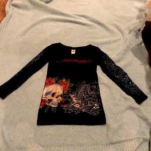 Ed Hardy long sleeve Designed Shirt Women Size Small